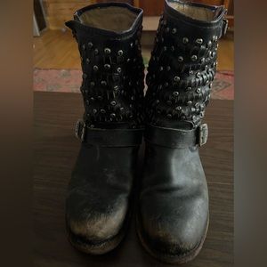 Frye leather studded moto boots - women’s size 9